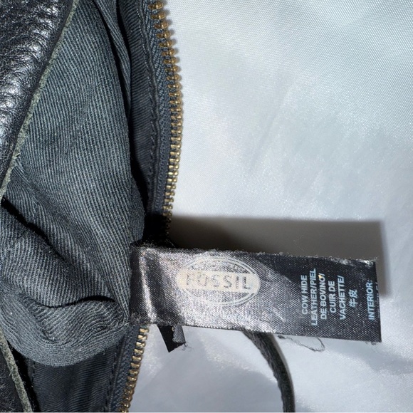 Fossil Leather Cowhide‎ Black Tan Crossbody Women's Bag Purse Animal Print - Picture 6 of 13